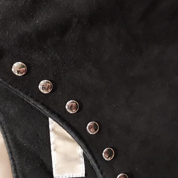 WOW! MIchael Kors Black Suede Knee Length Dress with SIlver Accent Bodice Large - Picture 3 of 10